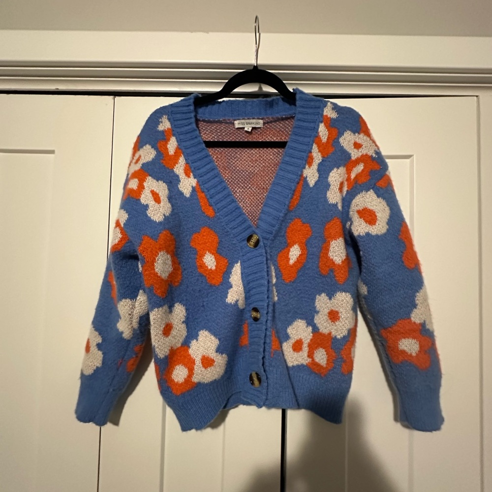 Blue floral cardigan